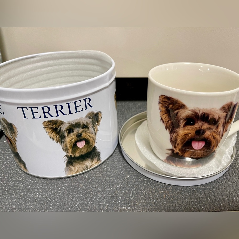 Yorkshire Terrier Yorkie Dog Metal Tin and Ceramic Coffee & Tea Mug Gift Set